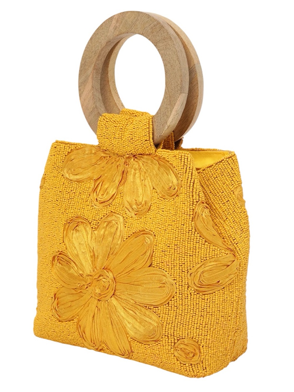 Lulu’s | Stay Chic Yellow Beaded Wooden Handle Bag